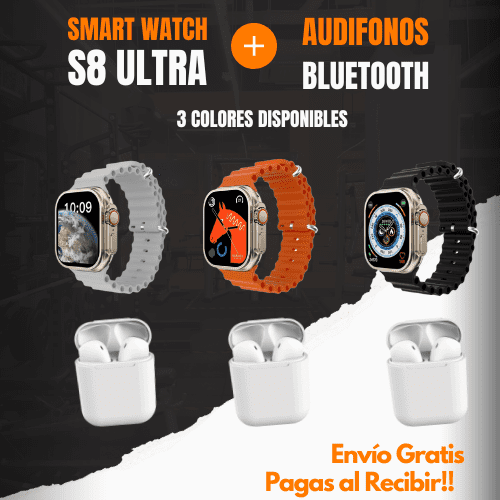 SMARTWATCH S8 ULTRA + AUDIFONOS BLUETOOTH