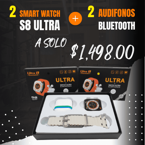 SMARTWATCH S8 ULTRA + AUDIFONOS BLUETOOTH - OFERTA UP